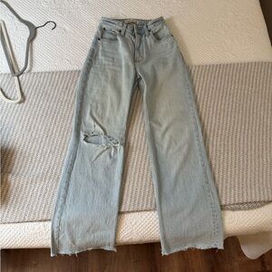 Abercrombie Curve Love Light Blue Distressed high waisted Women's Jeans